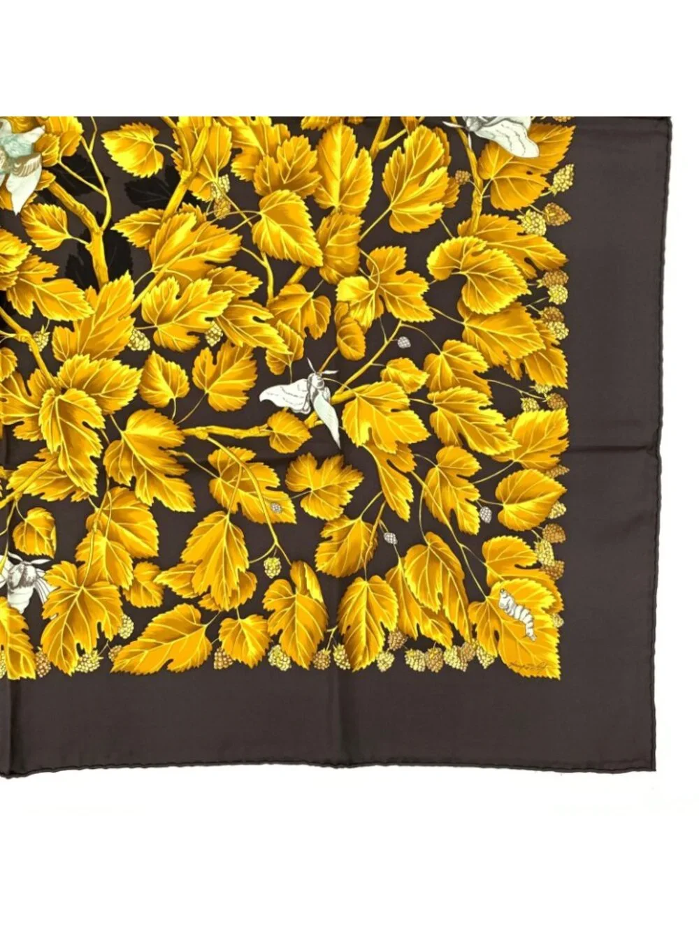 Hermes Carre 90 L'arbre de Soie Silk Mulberry and Silkworm Scarf Brown - Picture 4 of 7